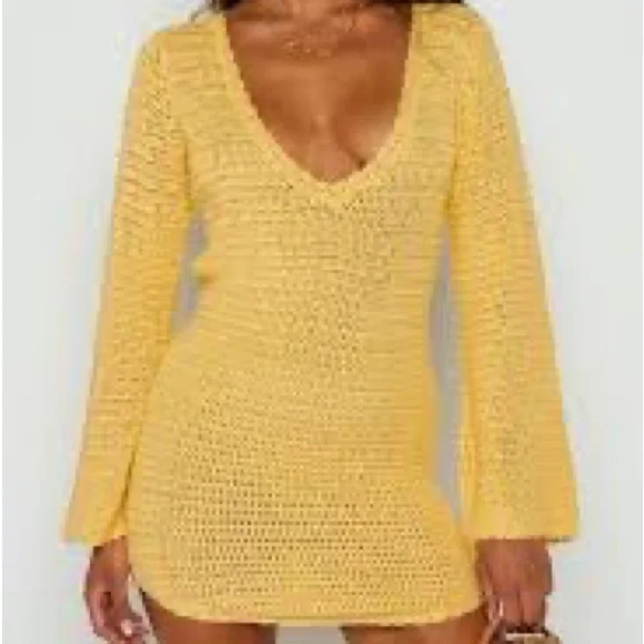 Backless Yellow Dress - Picture 1 of 3